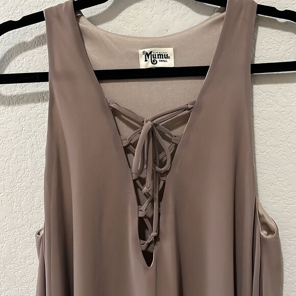 SHOW ME YOUR MUMU Beige/Brown Lace Up Mini Dress, Size S - Picture 2 of 9